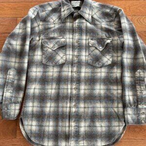 VTG 70s Pendleton Shirt Mens M Wool High Grade Western Wear Pearl‎ Snap Flannel